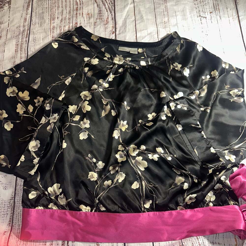 Spiegel Floral 100%Silk Blouse with Contrast Hem-18
